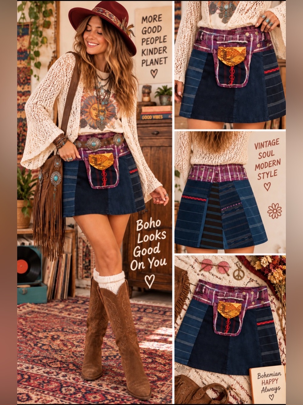 Moshiki Adjustable Wrap Mini Skirt from”Hot Cookie” Collection Made in Guatemala